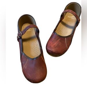 Red / burgundy Dansko Mary Jane Clogs